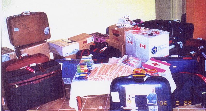 Suitcases and boxes after their arrival in Itegero, Feb 2006